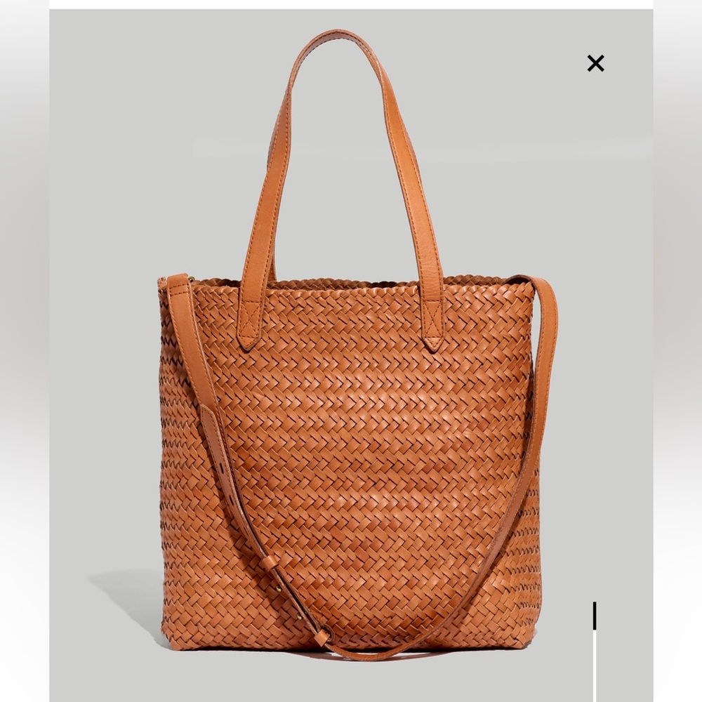 Madewell Woven Leather Transport Tote Bag - burnished caramel size medium